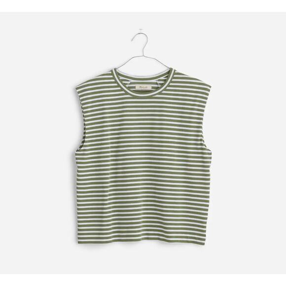 Madewell Tops - NWT Madewell Structured Muscle Tee In Faded Palm Stripe Size Medium